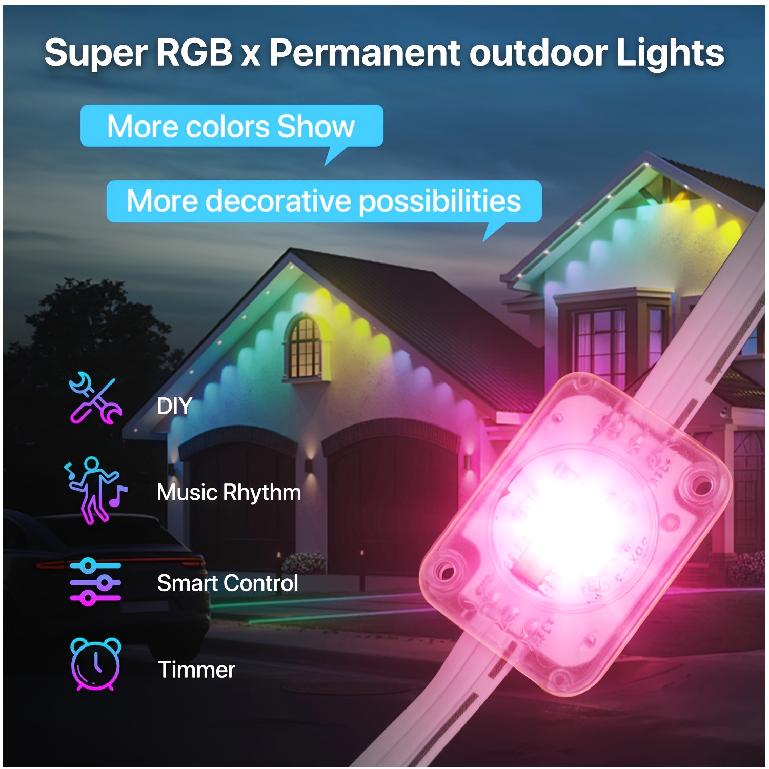 Outdoor Lighting Controller - RGB+IC Smart Outdoor Eaves Lights –