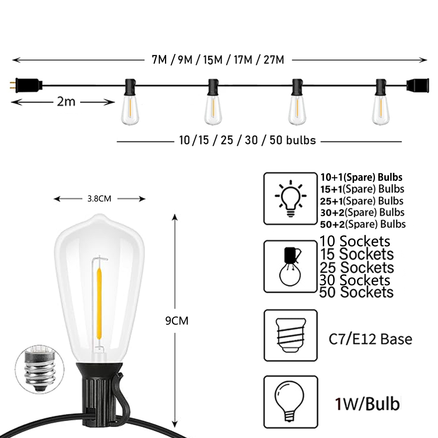 ST38 Festoon 220V LED Globe St - مراجعة Outdoor Lighting Ideas For Party وسعره