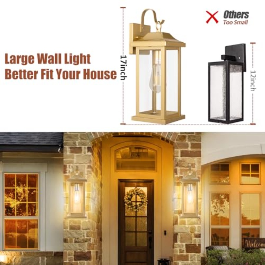 17 Inch Large Gold Outdoor Sco - مراجعة Outdoor Lighting Sconce وسعره