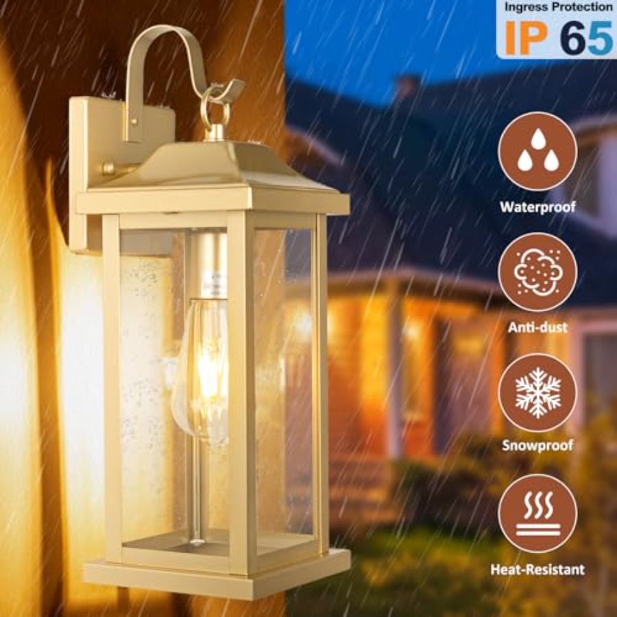 17 Inch Large Gold Outdoor Sco - مراجعة Outdoor Lighting Sconce وسعره