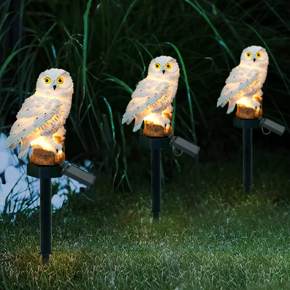 Solar light owl animal sculptu - مراجعة Outdoor Lighting Traditional وسعره