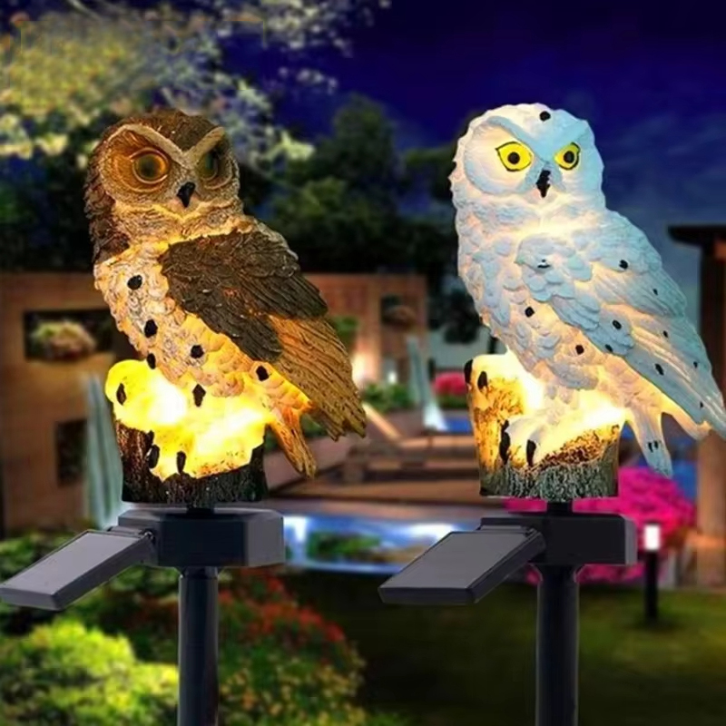 Solar light owl animal sculptu - مراجعة Outdoor Lighting Traditional وسعره