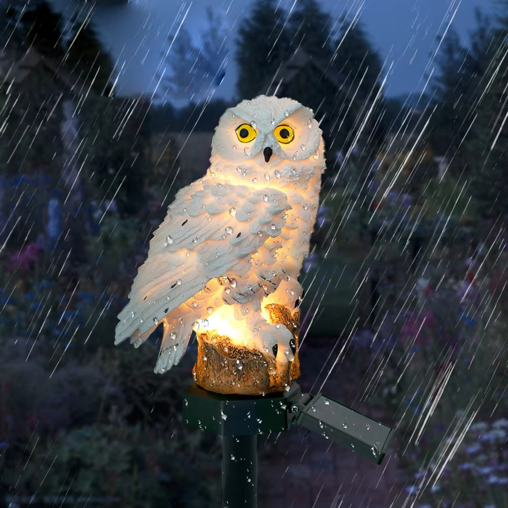 Solar light owl animal sculptu - مراجعة Outdoor Lighting Traditional وسعره