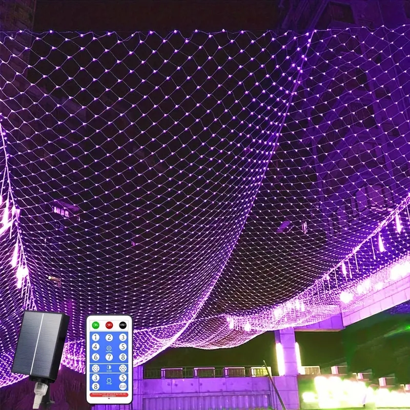 6M 3M Width Solar LED Net Mesh - مراجعة Outdoor Lighting Grid Screen وسعره