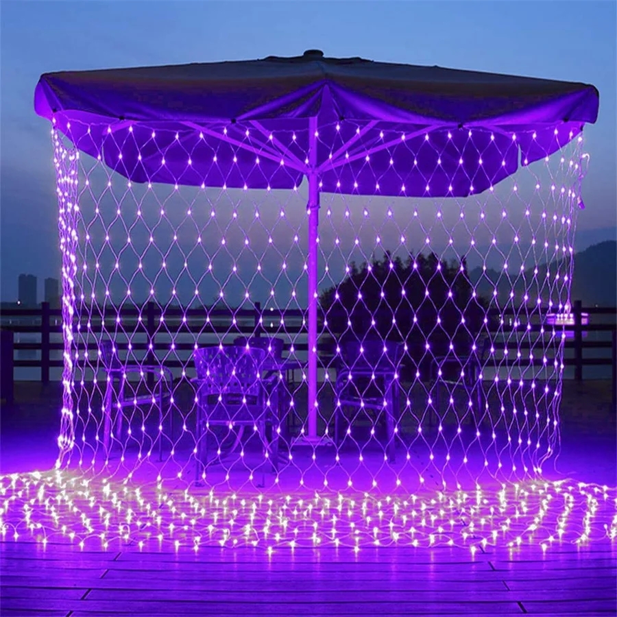 6M 3M Width Solar LED Net Mesh - مراجعة Outdoor Lighting Grid Screen وسعره