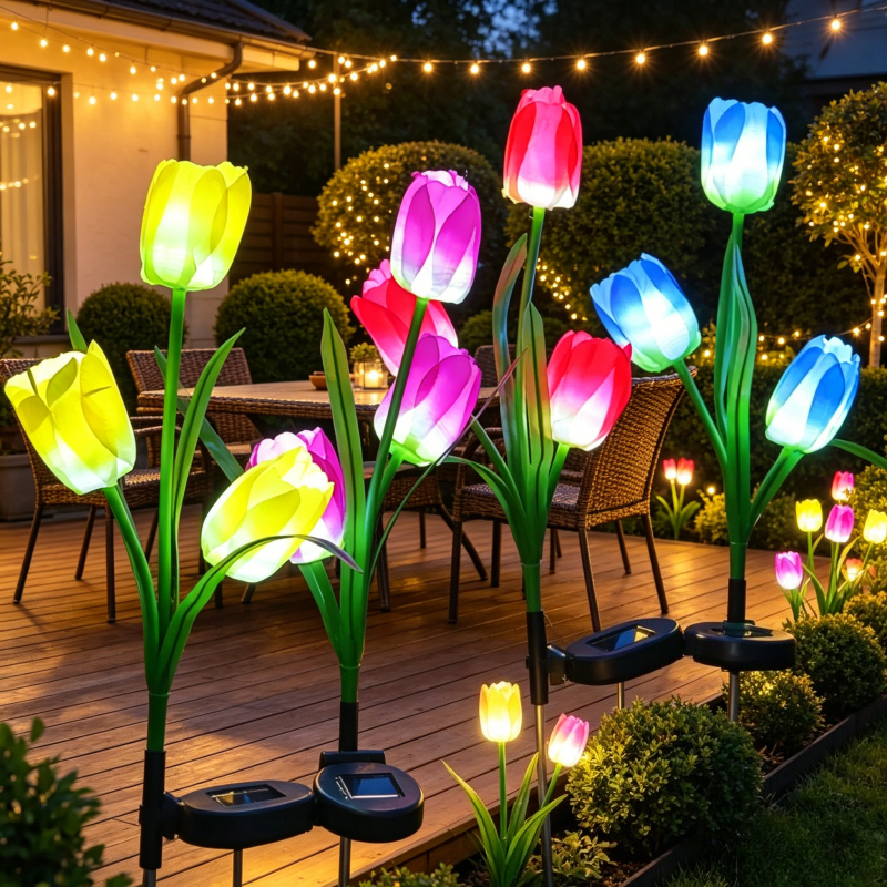 3‑Head Solar Tulip Stake Light - مراجعة Outdoor Lighting Options وسعره