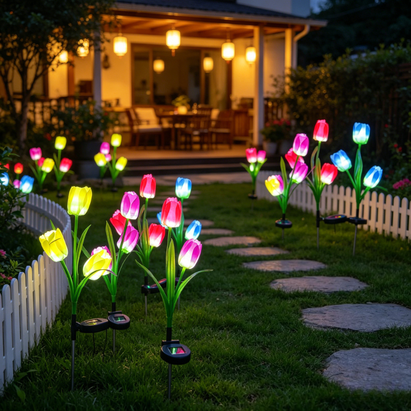 3‑Head Solar Tulip Stake Light - مراجعة Outdoor Lighting Options وسعره