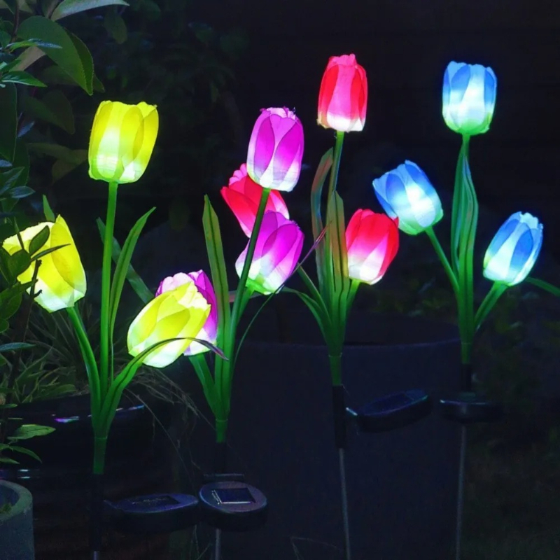3‑Head Solar Tulip Stake Light - مراجعة Outdoor Lighting Options وسعره