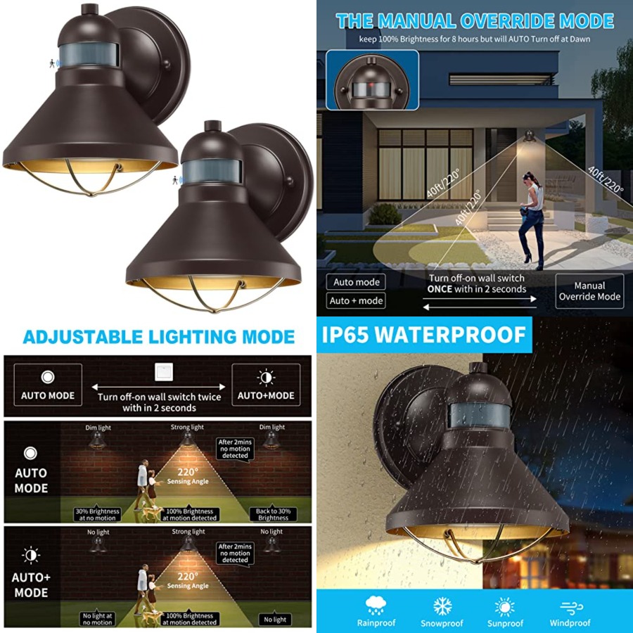 2 Pack Motion Sensor Outdoor L - مراجعة Outdoor Lighting Sconce وسعره
