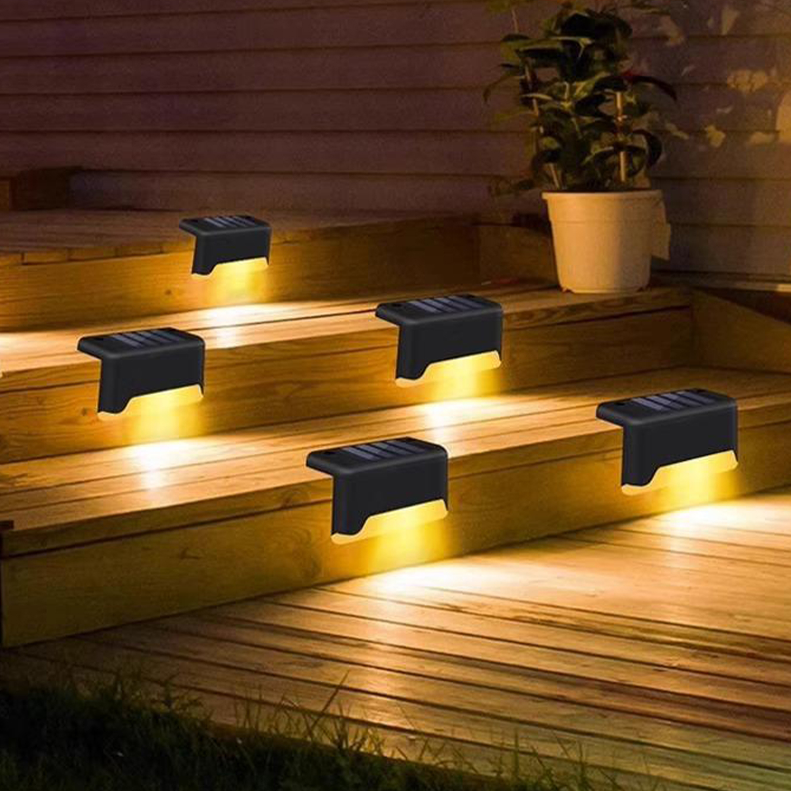 RiooCubee 4 Pack Solar Step Li - مراجعة Outdoor Lighting On Stairs وسعره