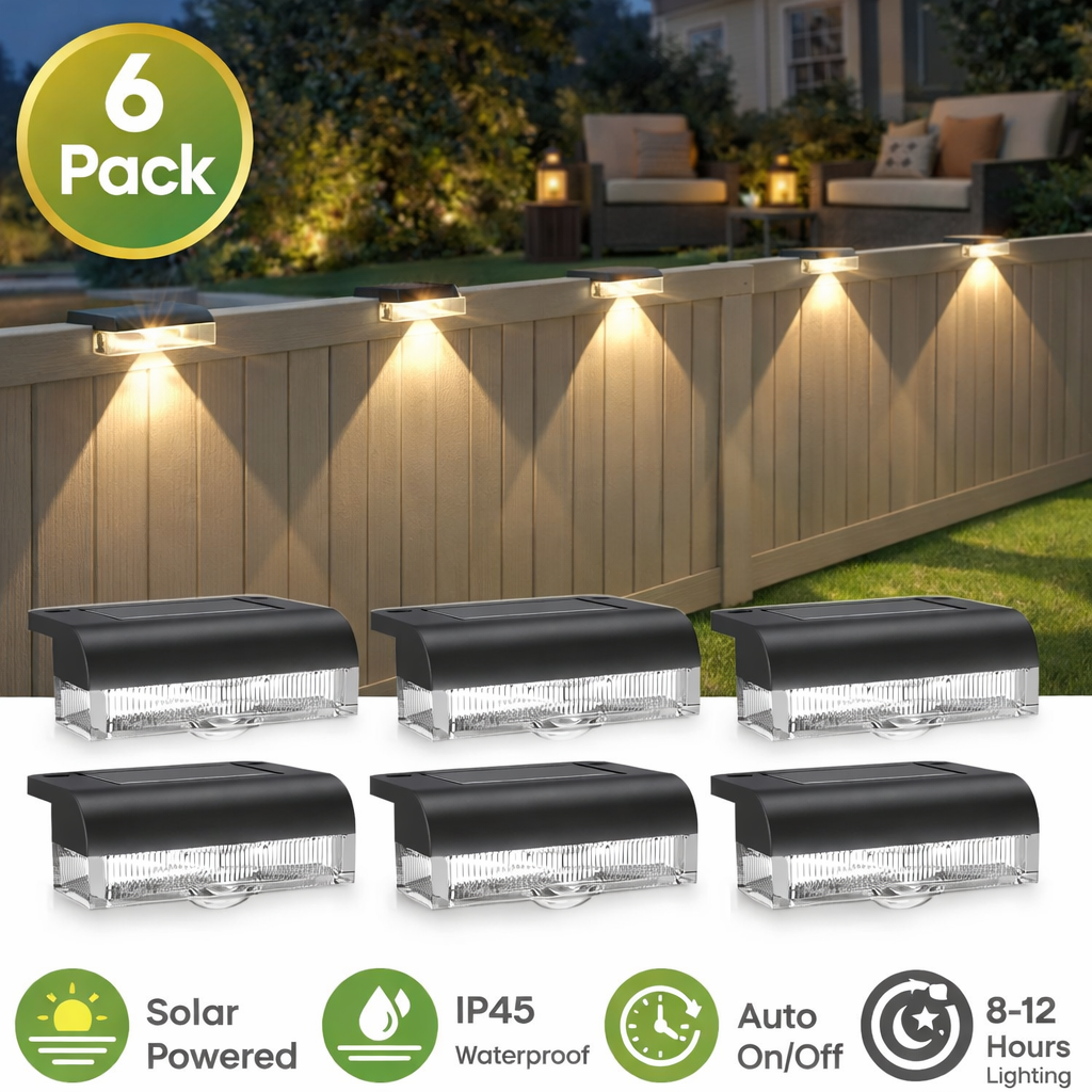 6/14 Pack Outdoor Solar Fence  - مراجعة Deck Step Light وسعره