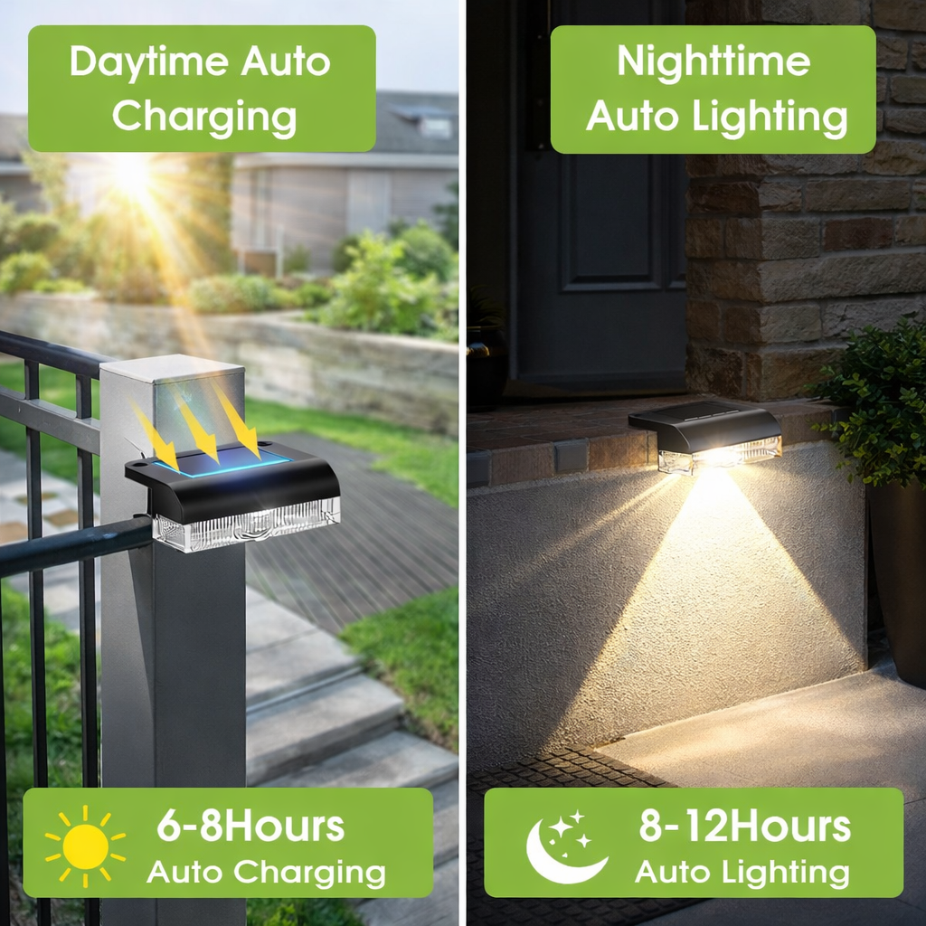 6/14 Pack Outdoor Solar Fence  - مراجعة Deck Step Light وسعره