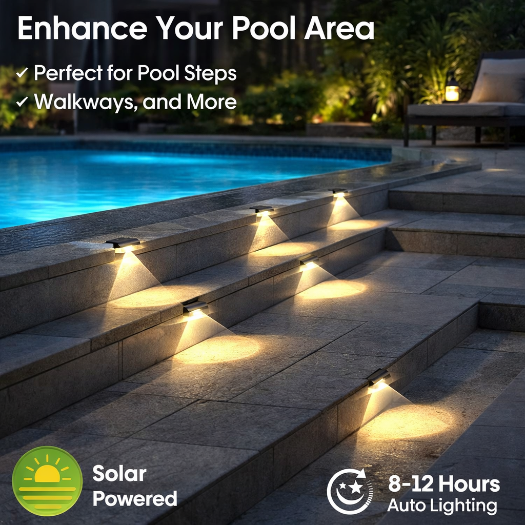 6/14 Pack Outdoor Solar Fence  - مراجعة Deck Step Light وسعره