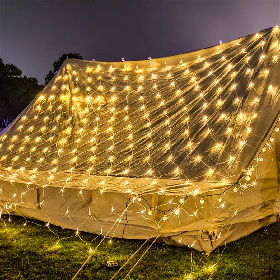 Room Decor Curtain LED Net Mes - مراجعة Outdoor Lighting Grid Screen وسعره