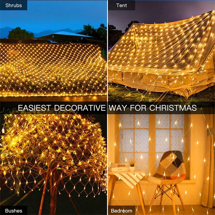 Room Decor Curtain LED Net Mes - مراجعة Outdoor Lighting Grid Screen وسعره
