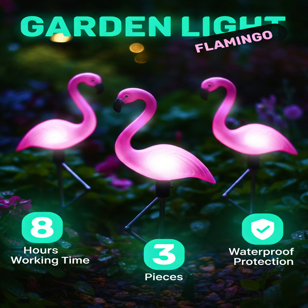 3Pcs Solar Powered Flamingo Gr - مراجعة Outdoor Lighting Traditional وسعره