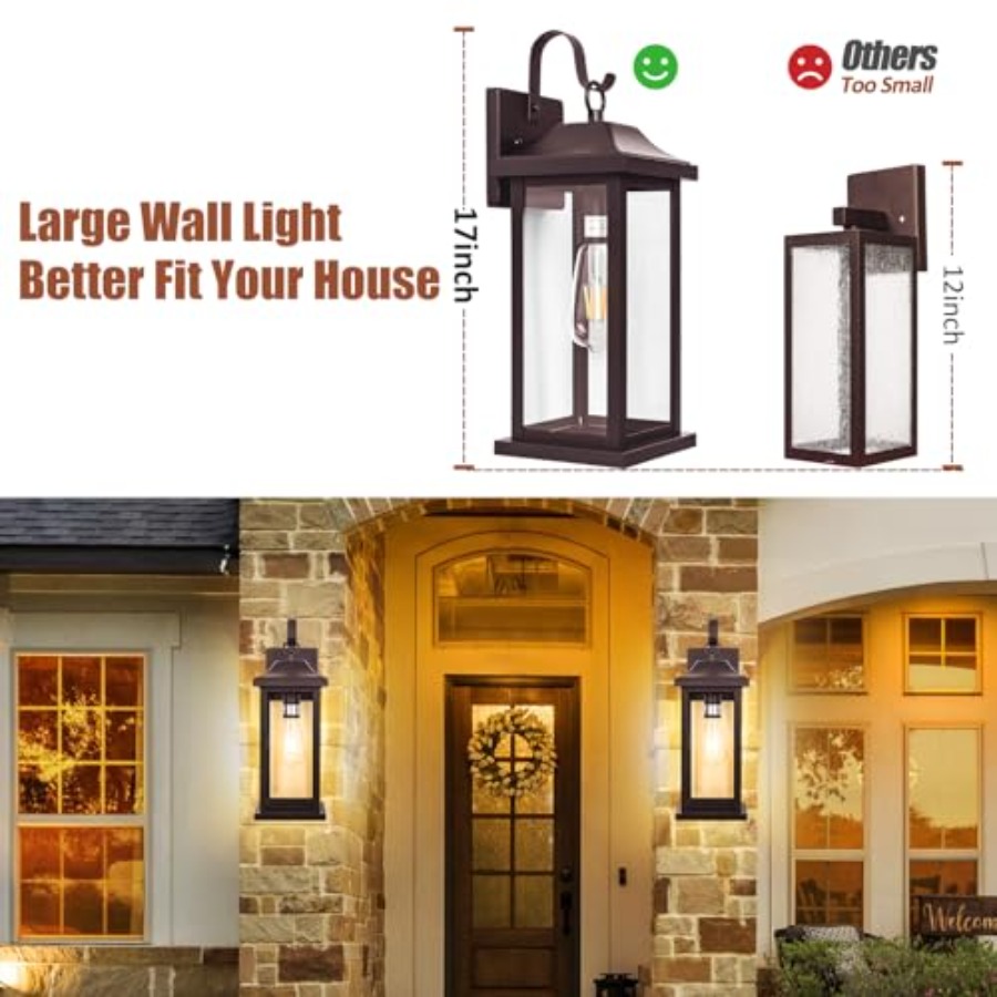 2-Pack 17 Inch Large Bronze Ou - مراجعة Outdoor Lighting Sconce وسعره