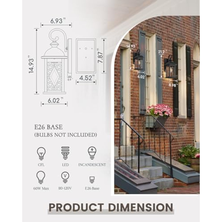 15 Exterior Wall Sconce, 2-Pac - مراجعة Outdoor Lighting Sconce وسعره