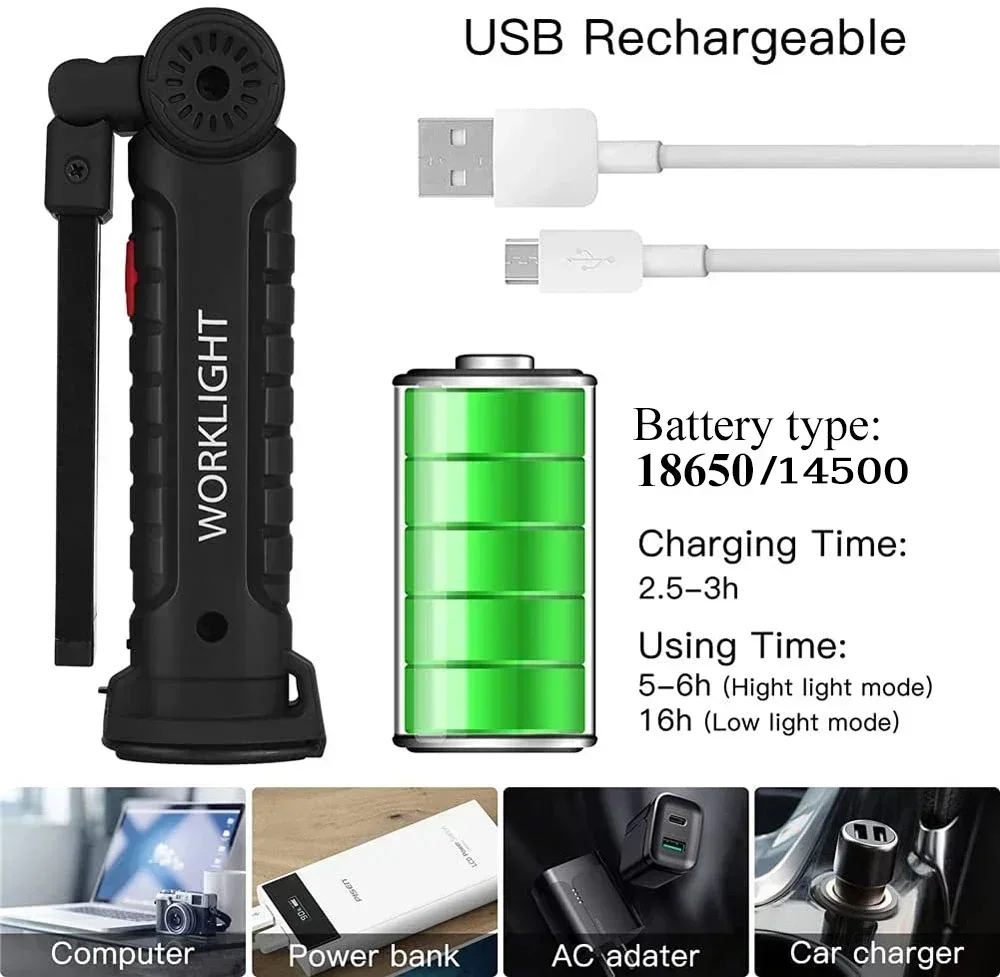 LED COB Flashlight USB Recharg - مراجعة Outdoor Lighting Types وسعره