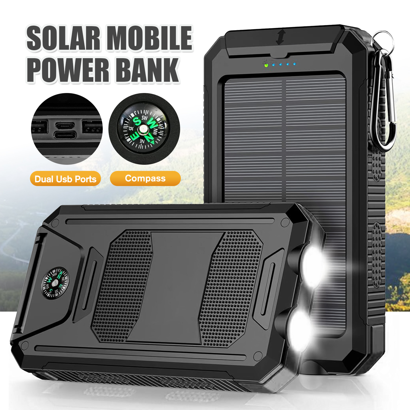 10000mAh Solar Power Bank Port - مراجعة Outdoor Lighting Ideas For Party وسعره