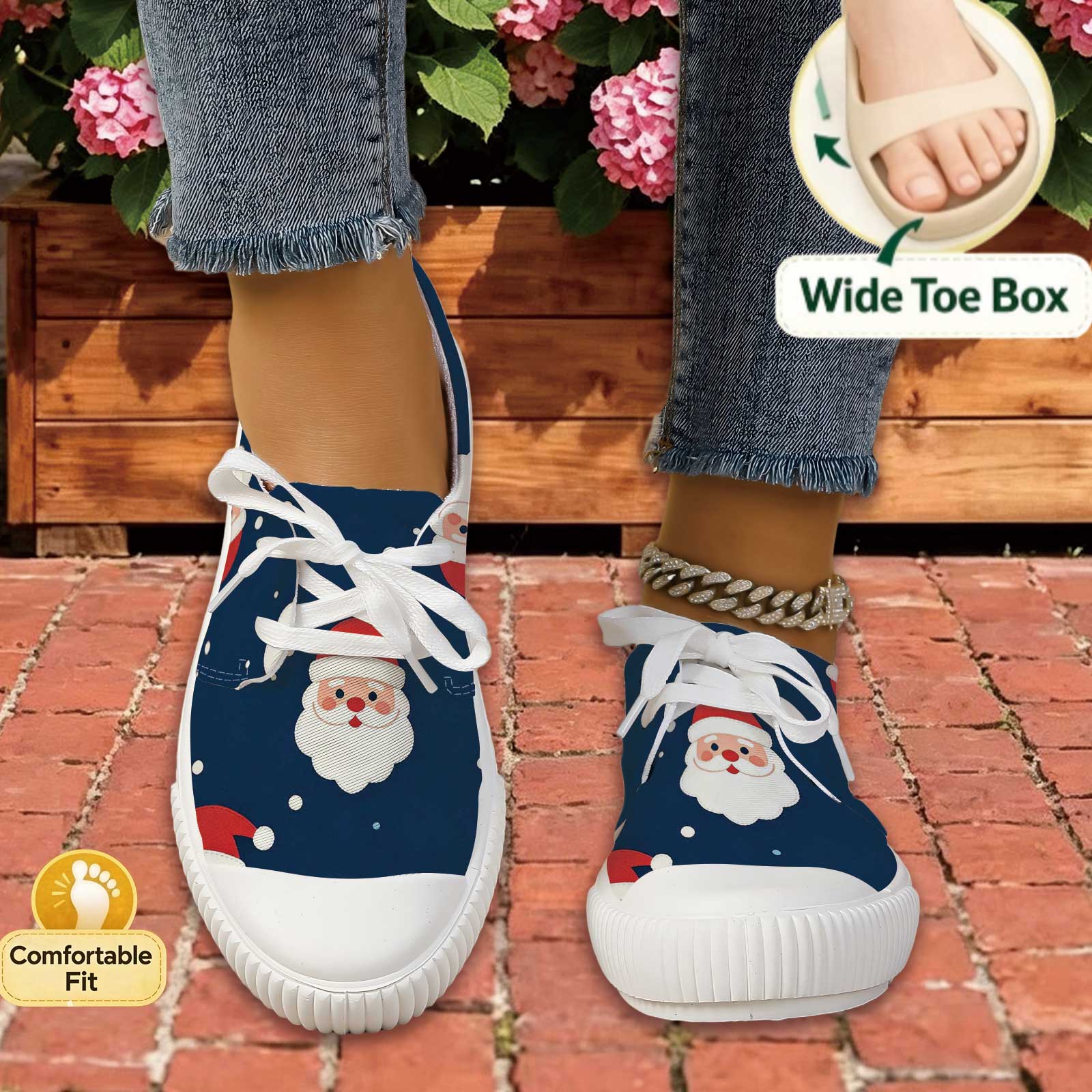 Women Santa Print Lace Up Casu - مراجعة Outdoor Lighting Uplight وسعره